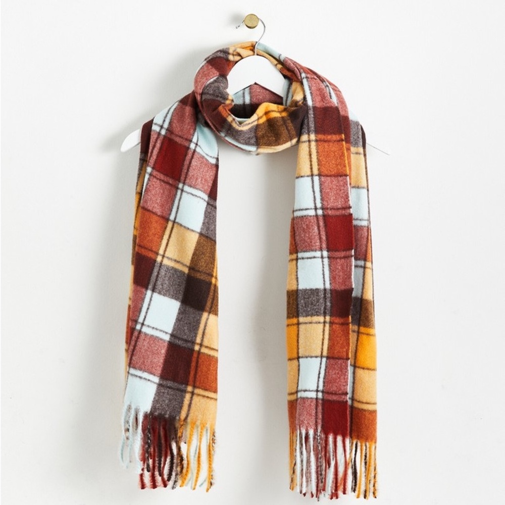 Oliver Bonas Brown Gingham Checked Scarf